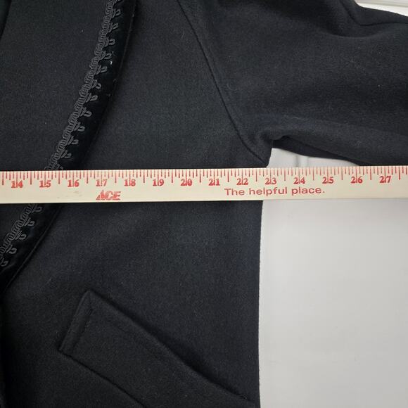VTG Jofeld Wool Blend Trench Coat Womens M Black Double Breasted 90s Full Length - Picture 8 of 9